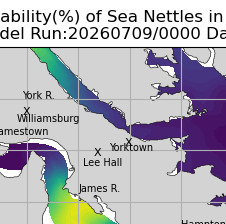NOAA James River jellyfish map for today, Gloucester County