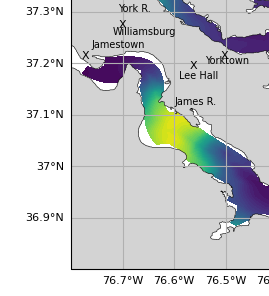 NOAA James River jellyfish map for today, Isle of Wight County