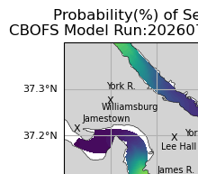 NOAA James River jellyfish map for today, James City County