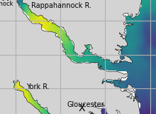 NOAA Rappahannock River jellyfish map for today, Middlesex County