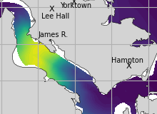 NOAA James River jellyfish map for today, Newport News