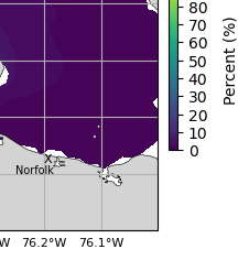 NOAA James River jellyfish map for today, Virginia Beach