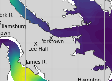 NOAA James River jellyfish map for today, York County